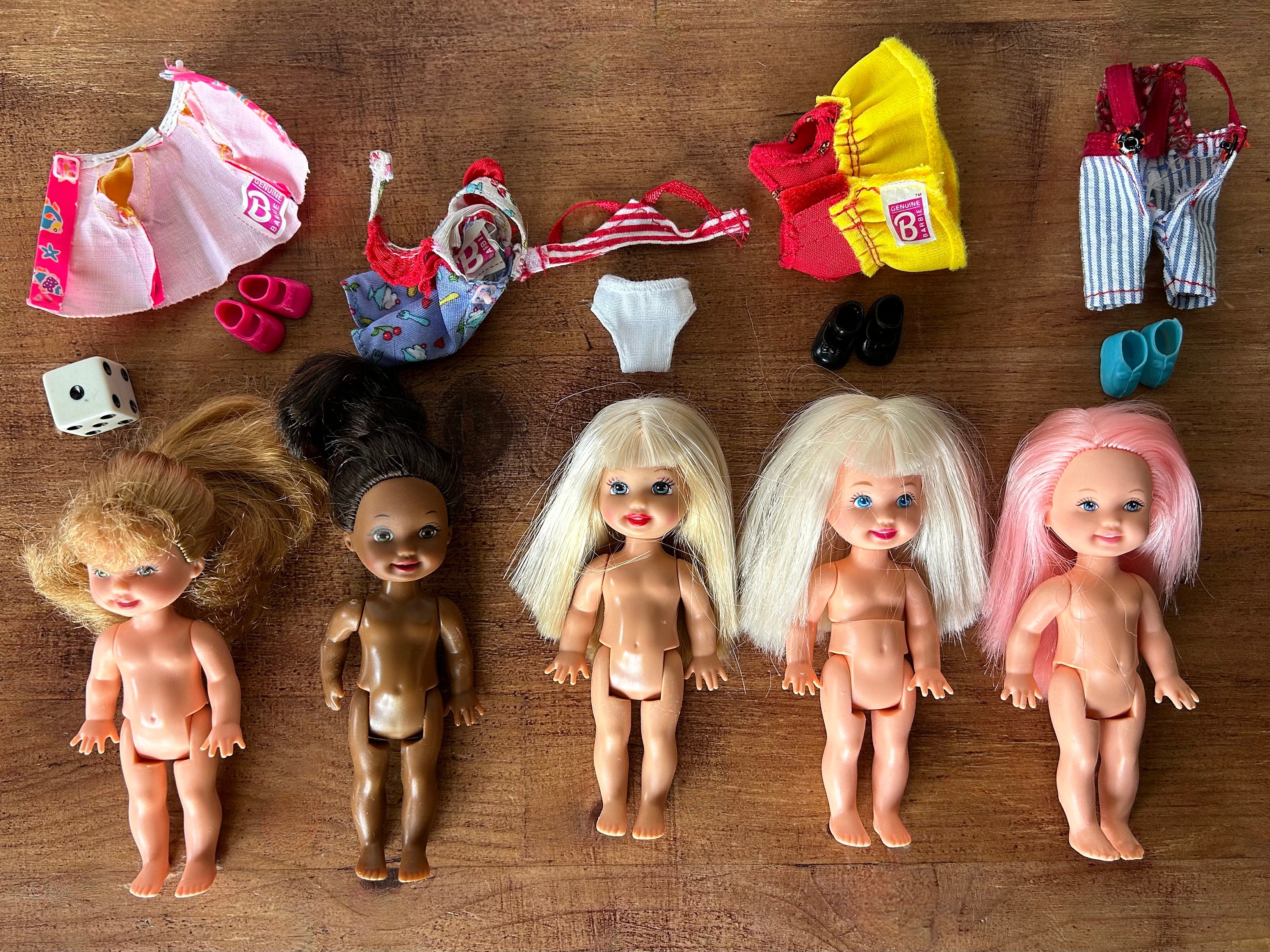 Vintage Set of 5 Mini Dolls, Barbie Mattel | Lot of 5 Mini Dolls