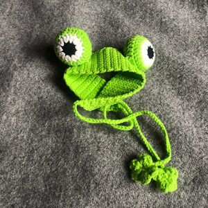 Handmade Crochet Frog Pet Headband: Cotton Acrylic Cat Rabbit Costume