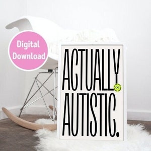 Actually Autistic Retro Poster - Autism Acceptance Digital Download Printable