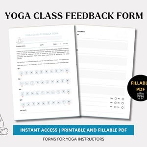 Yoga Class Feedback Form: A4 Fillable PDF for Instructors