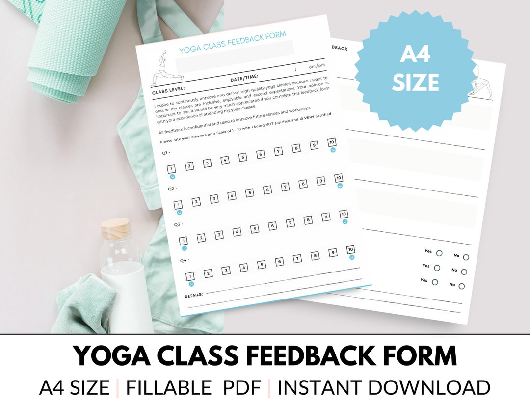 A4 Size Yoga Class Feedback Form Yoga Teacher Feedback Yoga Etsy Canada