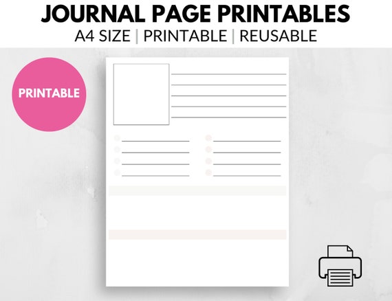 Journal Page Printable Sheets A4 Size - Etsy