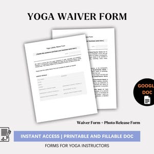 Yoga Waiver & Photo Release Form Templates (Google Docs)