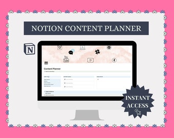 Notion Content Planner, Social Media Planner Notion, Content Calendar, Notion Template for Yoga Teachers, Yoga Studio Content Management