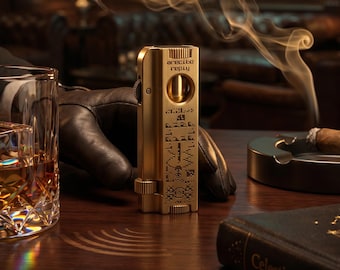 Arecibo Message & Arecibo Reply Trench Lighter – Solid Brass – Deep Laser Engraved