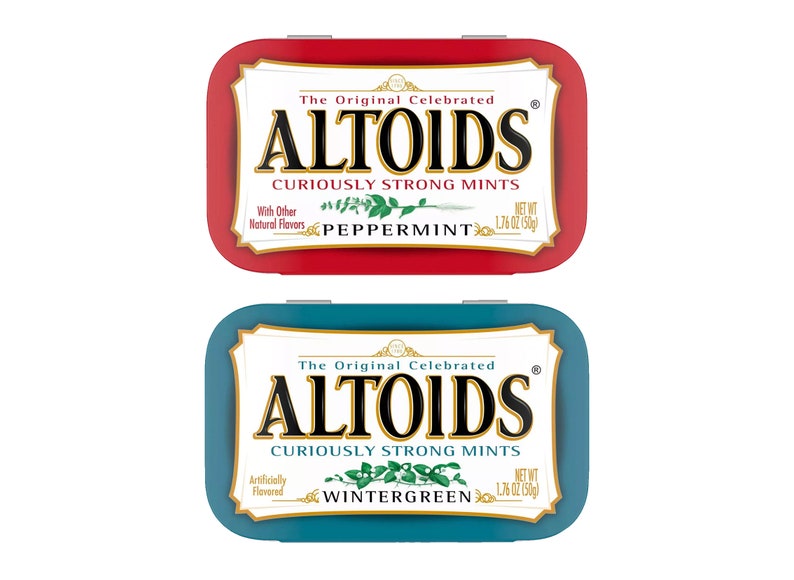 Red and blue Altoids tins image