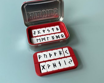 Elder Futhark Runes Set – 3D Printed Travel Divination with Altoids Tin