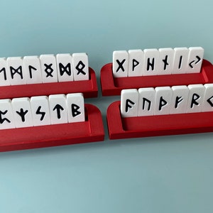 Rune Set for Altoids tin box showing all trays and runes outside the box
