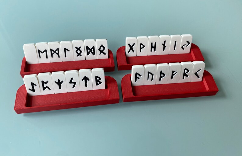 Rune Set for Altoids tin box showing all trays and runes outside the box