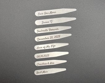 Engraved Collar Stays – Stainless Steel Wedding Gift Set - Set of 4 Sizes