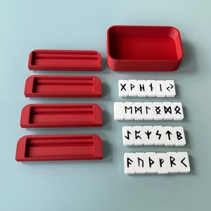 Rune Set insert for Altoids tin box showing all trays and insert with the runes