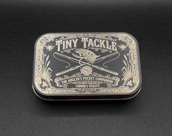 Portable Tackle and Fishing Box with Custom Organizer Insert - Engraved Metal Storage Tin