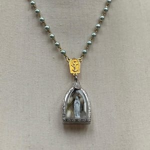 French Madonna Reliquary Pendant Necklace