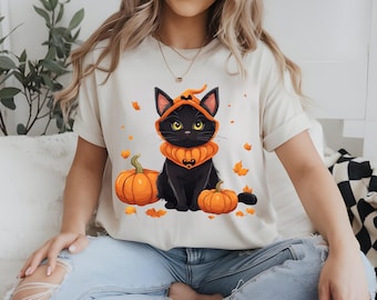 Gato fantasma Svg, Gato negro Halloween Png, Halloween Svg, Camiseta de gato de Halloween, Otoño Png, Retro Halloween Svg, Temporada aterradora Png, Divertido.