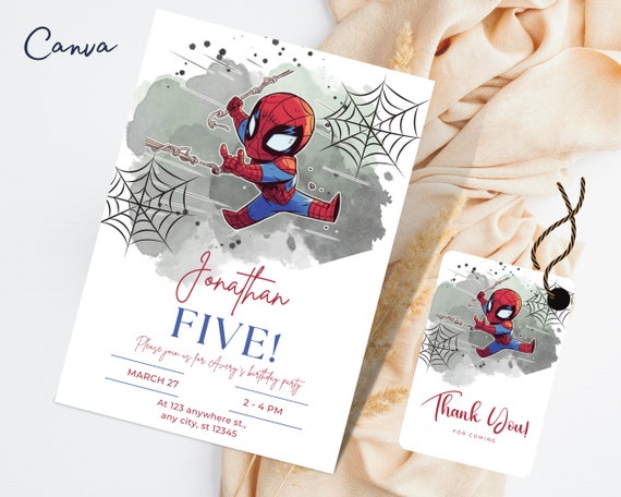Editable Spiderman Birthday Invitation Template Printable - Etsy