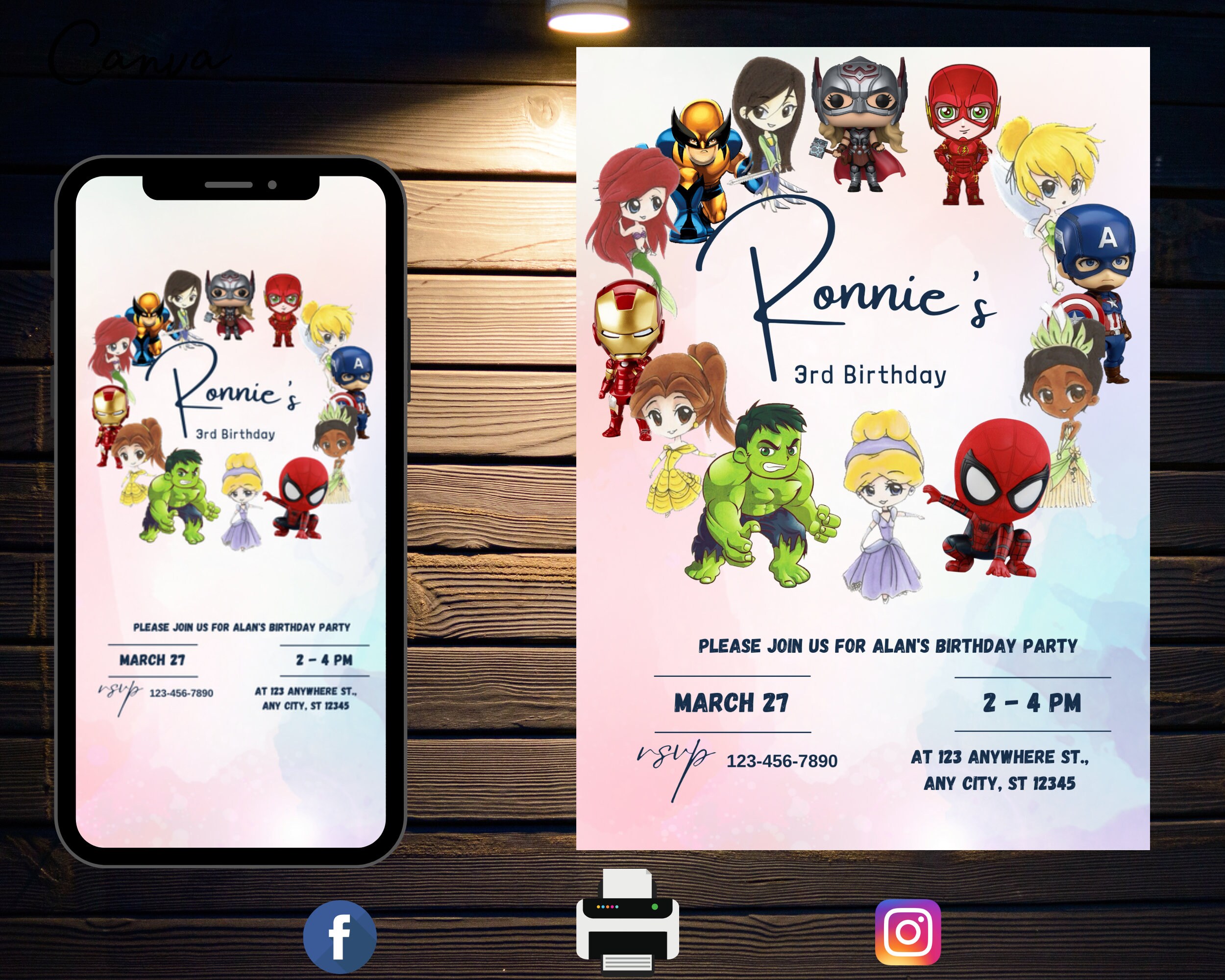 Editable Superhero Birthday Invitation Template Printable - Etsy