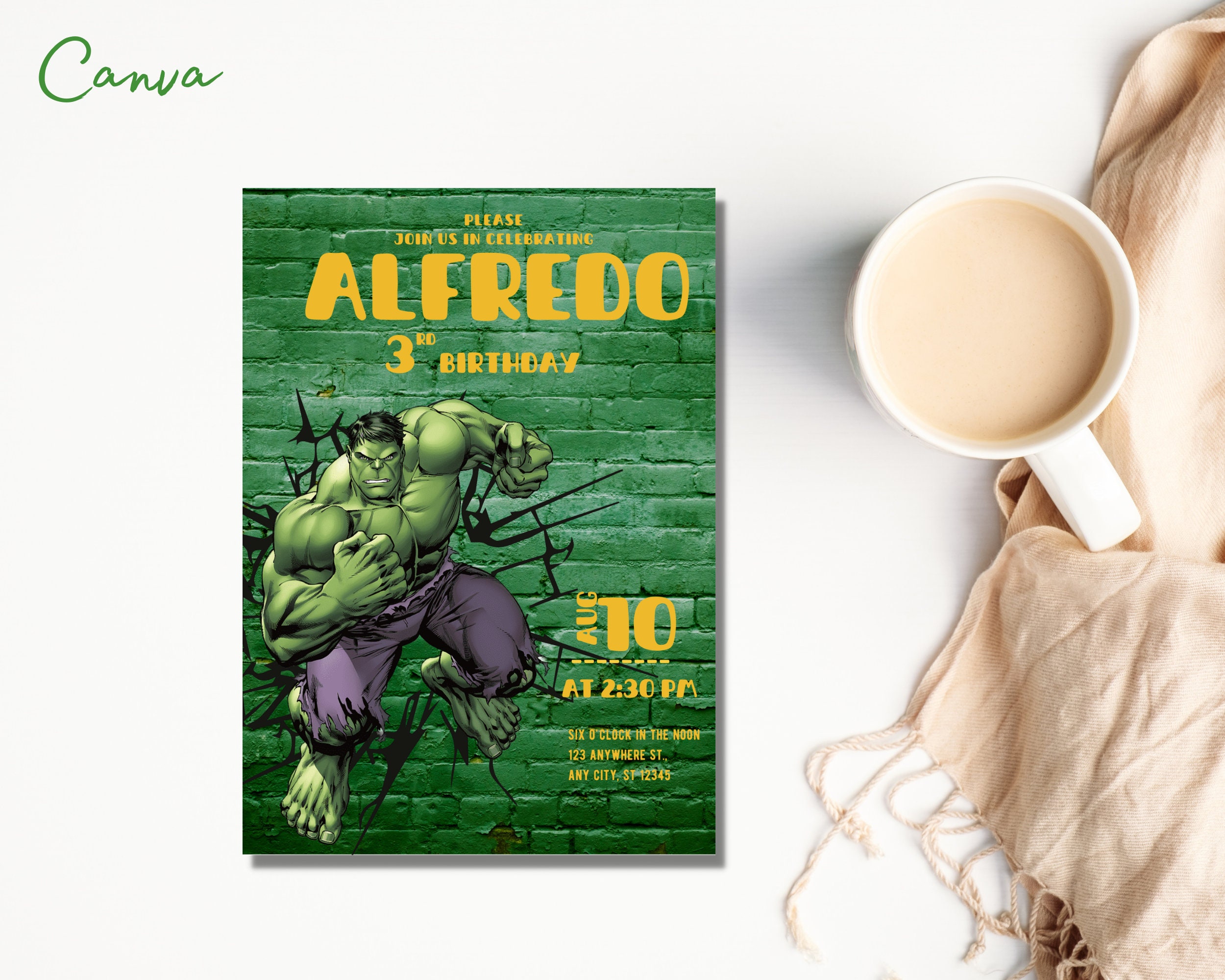 Editable Hulk Birthday Invitation Template Printable Birthday Etsy