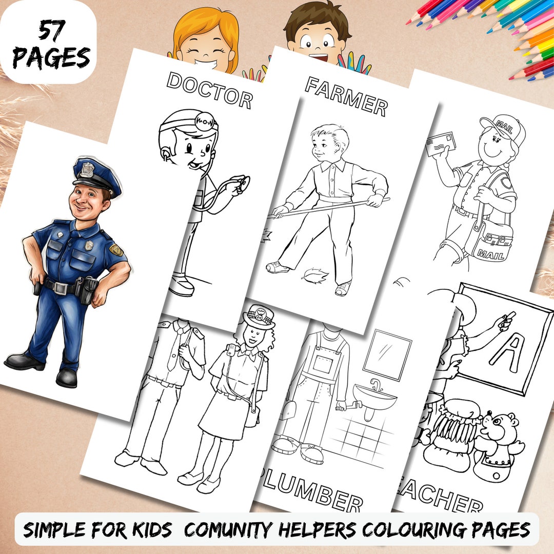 Community Helpers Colouring Pages, Community Collection, Kids Colouring ...
