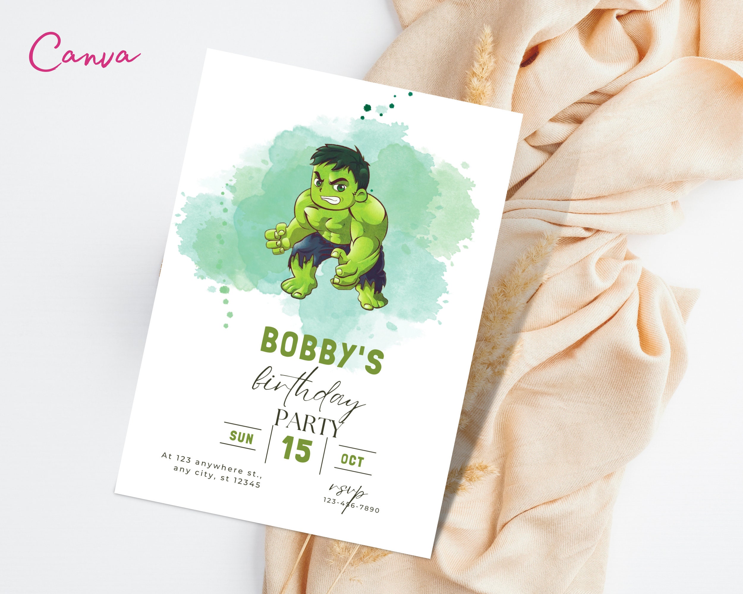 Editable Hulk Birthday Invitation Template Printable Birthday Etsy