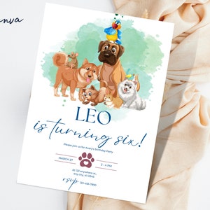 Editable Puppy's Birthday Invitation Template, Printable Birthday Party ...