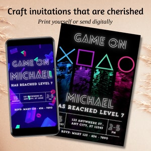 Uitnodiging voor feest videogame, bewerkbare afdrukbare gamer verjaardagsuitnodiging, Evite-sjabloon, Gaming, Game Party, Instant Download, bewerkbare 0364