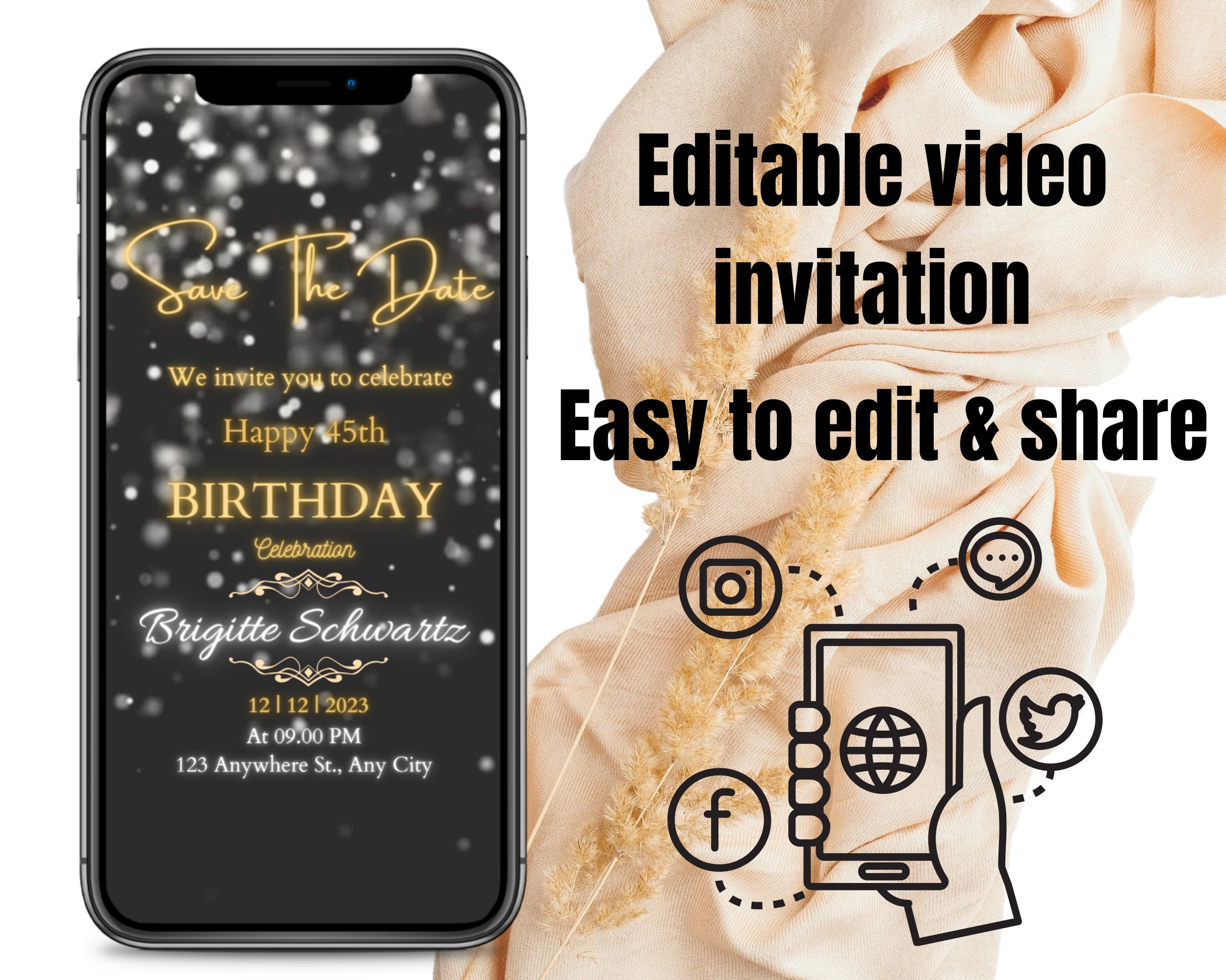 Birthday Video Invitation Birthday Animated Card Digital - Etsy