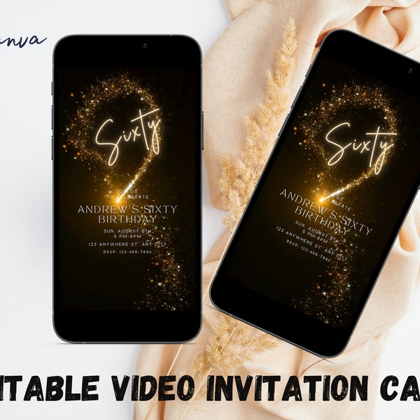 Digital Save The Date Birthday Invitation, Birthday Party, Electronic Invitation, Mobile Evite, Save The Date video Invite, editable video