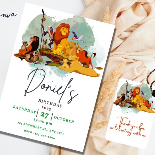 Editable Lion King Birthday Invitation Simba Birthday Etsy