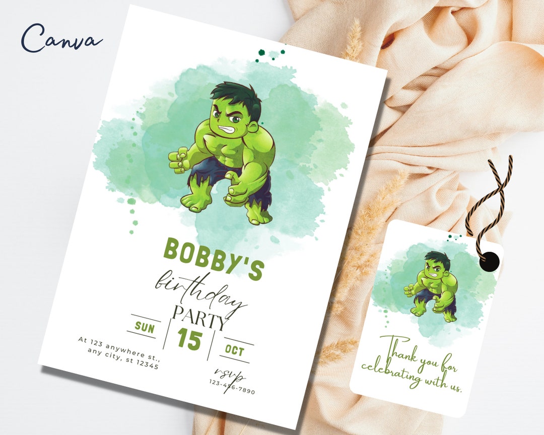 Editable Hulk Birthday Invitation Template Printable Birthday Etsy