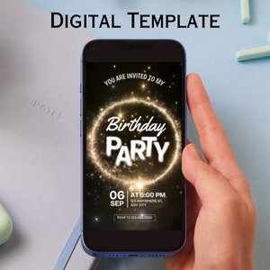 Save The Date Geburtstagseinladung, Geburtstagsparty Einladung, Digitale Einladung, Mobile Evite, Save The Date Video Einladung 0344
