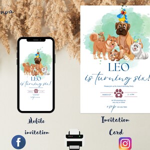 Editable Puppy's Birthday Invitation Template, Printable Birthday Party ...