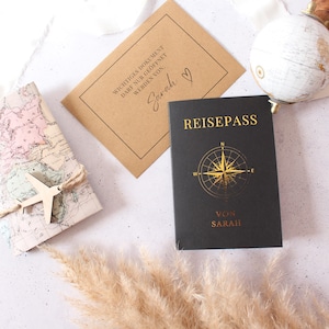 Reisepass als Reisegutschein | Personalisiertes Reisepass Gutschein | Überraschungsgutschein | Gutschein mit Rubbelfeld