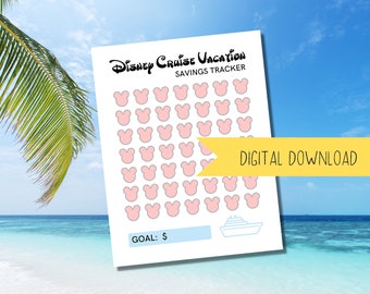 DCL Cruise Savings Tracker | Financial Goal Worksheet for Family Vacation | Printable PDF Digital Download