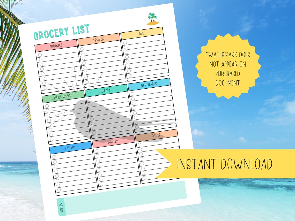 Vacation Meal Planning Printables Condo 7 Day Meal Plan With Etsy