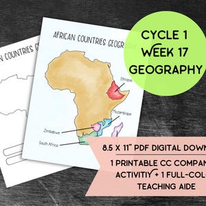 Classical Conversations Cycle 1 Week 17 Geography | African Countries Activity Printables | Homeschool, Education Worksheet