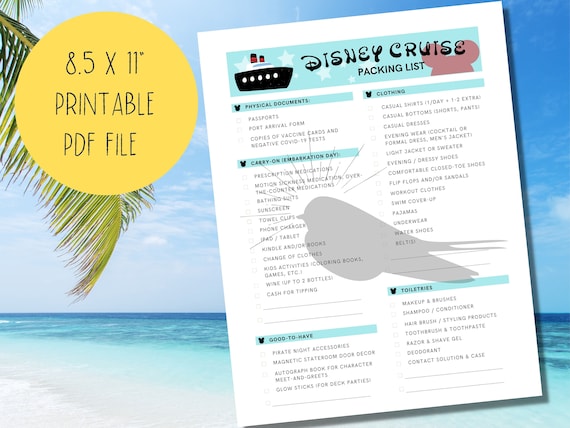Disney Cruise Packing List Printable
