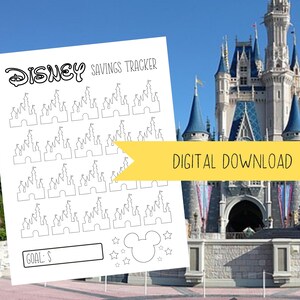 Colorable WDW Magic Kingdom Savings Tracker | Financial Goal Worksheet for Family Vacation | Printable PDF Savings Planner Digital Download