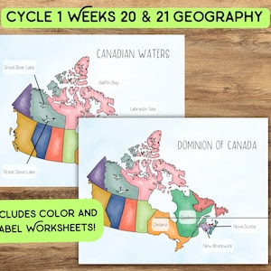 Klasyczne konwersacje Cykl 1 Tygodnie 20 i 21 Pakiet geograficzny | Kanada i wody kanadyjskie | Edukacja domowa, materiały do druku edukacyjnego