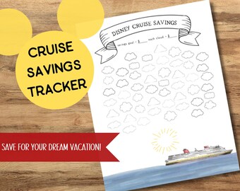 DCL Cruise Savings Tracker | Illustrated Financial Goal Worksheet for Family Vacation | Printable PDF Digital Download Budget Sheet