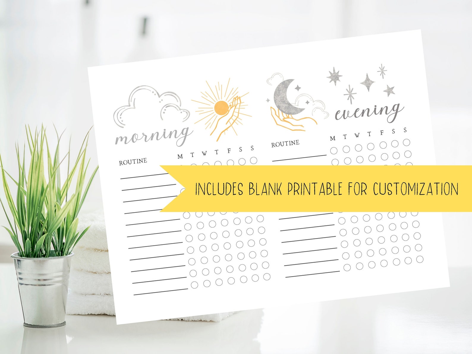 Skincare Routine Checklist Printable Download | Sun and Moon Digital ...
