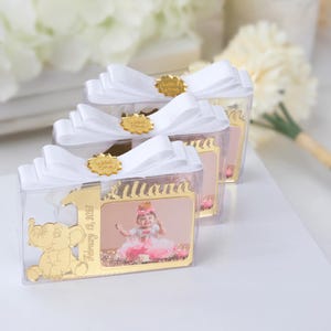 Personalized Elephant Theme 1st Birthday Photo Magnet Favor, Wild One Party Keepsake for Girl & Boy, Elephant Party Gift for Guest