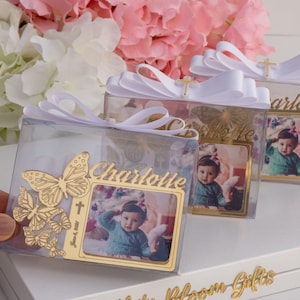 Golden Mirror Photo Frame Magnet Favors for Baby Birthday, First Birthday Favors, Personalized Baby Birthday Party Gifts, Baby Picture Frame