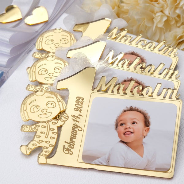 Custom Birthday Photo Magnets, 1st Birthday Magnet Favors, Personalized Photo Frame Favors for First Birthday Boy & Girl, 1st Birthday Boy