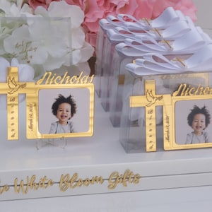 Personalized Baptism Cross Favors with Mirror Frame with Baby Photo, Baptism Favors Boy and Girl, Christening Cross Favors with Baby Picture