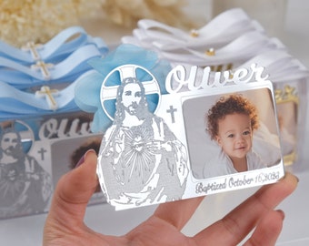 Custom Christening Favors Mirror Frame with Baby Picture, Baptism Favors Boy and Girl, Mi Bautizo, Baptism Gift Guest, First Communion Gift