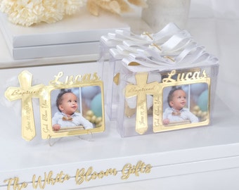 Personalized Christening Favors Baptism Photo Frame Magnet, Mi Bautizo, First Communion Favors, Christening Favors Girl & Boy, Baptism Photo