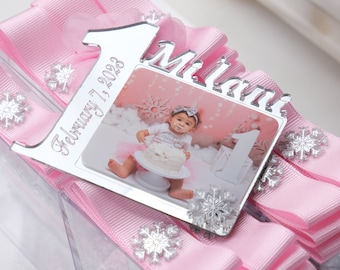 Custom 1st Birthday Photo Magnet Favors, Personalized Picture Frame