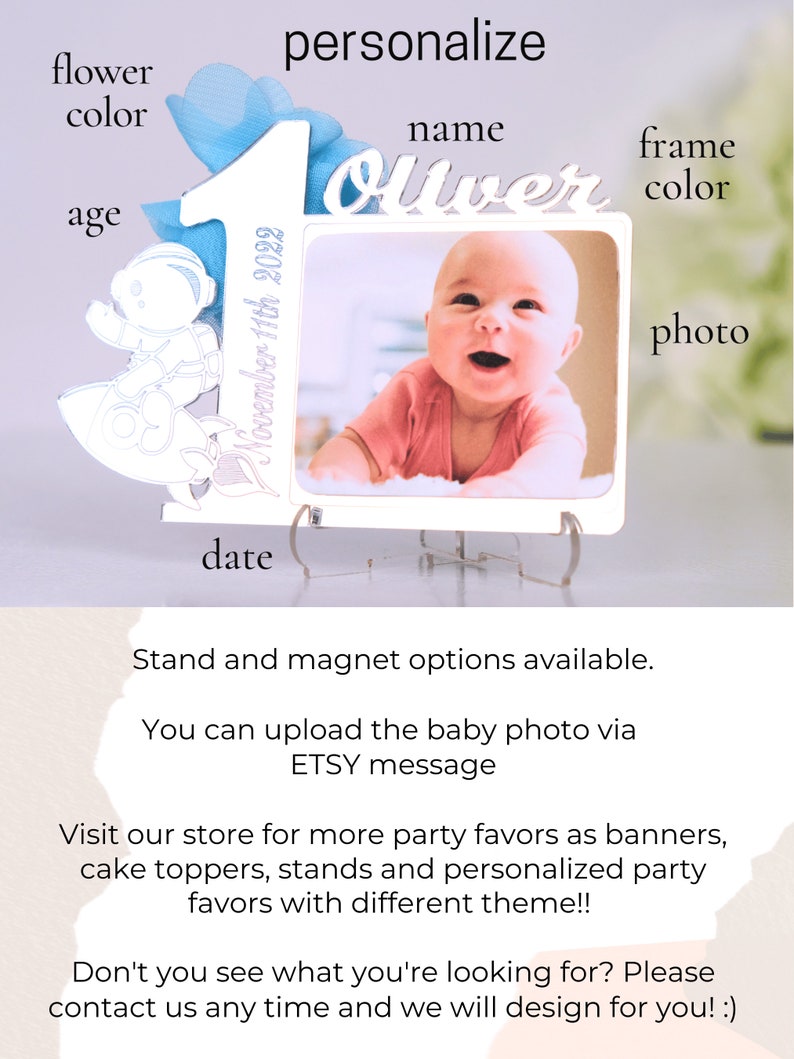 1st Birthday Favors Personalized Photo Frame Favors Etsy