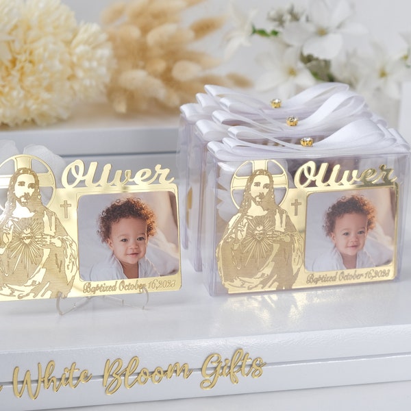 Personalized Baptism Cross Favors with Mirror Frame with Baby Photo, Baptism Favors Boy and Girl, Christening Cross Favors with Baby Picture