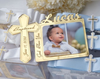 Personalized Baptism Favors, Baptism Photo Frame Magnet, Mi Bautizo, First Communion Favors, Christening Favors, Baptism Favors Girl & Boy